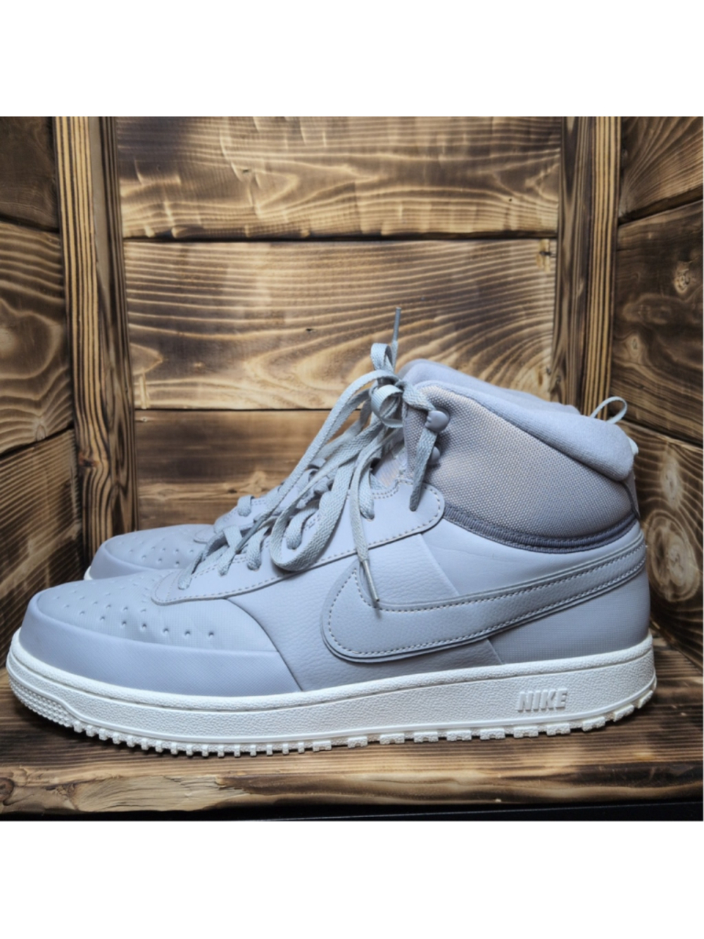 Nike Mens Size 15 Court Vision Mid Winter DR7882-001 Gray Lace-Up Sneaker Shoes